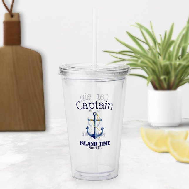 Copo De Acrílico barco Náutico do Capitão Anchor 🍹 (🍹 Captain Anchor Boating Nautical Acrylic Tumbler
)