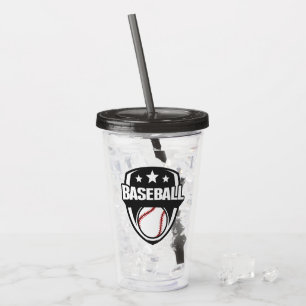 Copo De Acrílico Basebol de texto e cor personalizado