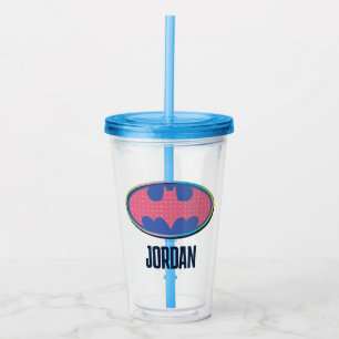 Copo De Acrílico Batman Logotipo de Bolinhas rosa