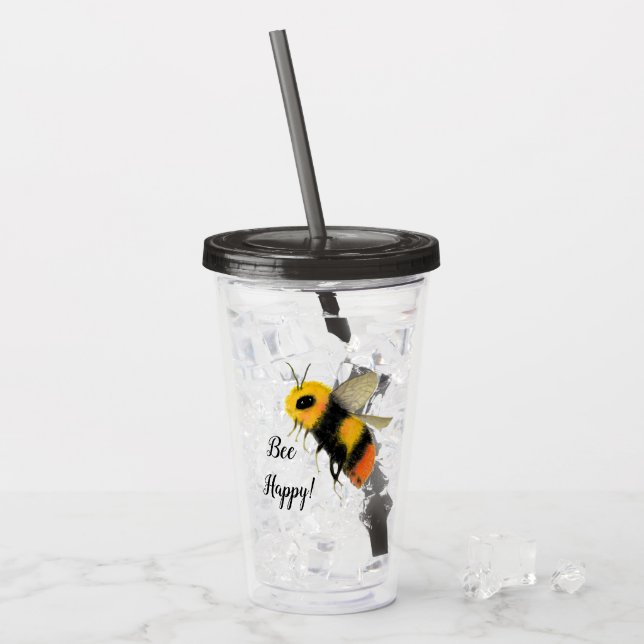 Copo De Acrílico Bee Happy Acrylic Tumbler (Gelo frontal)