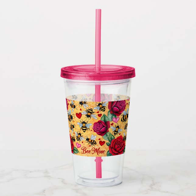 Copo De Acrílico Bee Mine Ouro Mel (Frente)