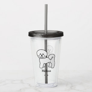 Copo De Acrílico Bichon Frise Cute Cartoon Dog Com Nome Personaliza
