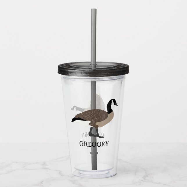 Copo De Acrílico Bird Lovers Canada Geese Ilustração Personalizada (Frente)