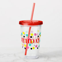 Birthday Blue Pink Black Yellow Polka Dots