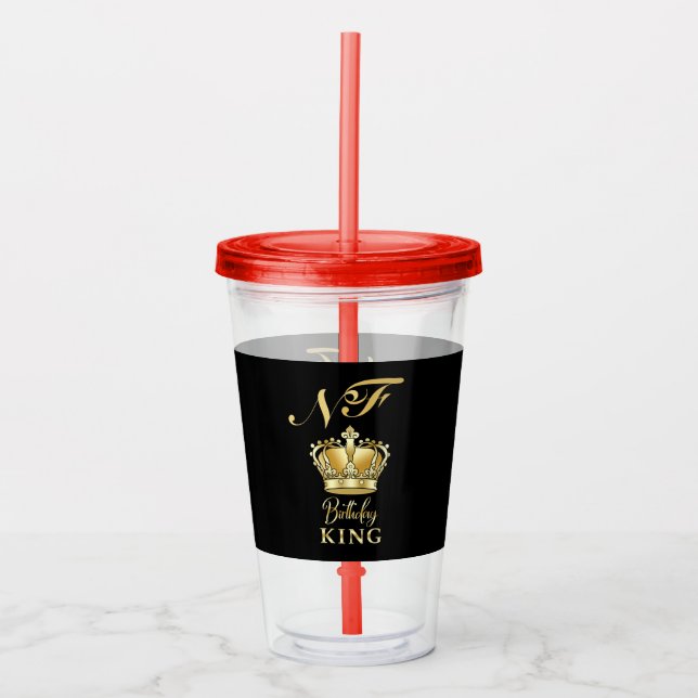 Copo De Acrílico Birthday King Gold Crown Royal Monogram Luxury (Frente)
