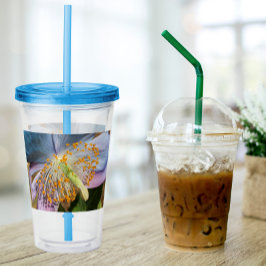 Copo De Acrílico Blue Poppy Bloom Floral