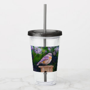 Copo De Acrílico Bluebird oriental na neve - Foto original