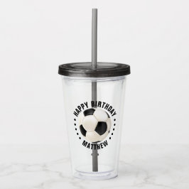 Copo De Acrílico Bola de Futebol Feliz Aniversário Nome