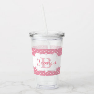 Copo De Acrílico Bolinhas rosa personalizada