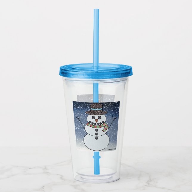 Copo De Acrílico Boneco de Neve c/ Fundo - Caneca de Acrílico (Frente)