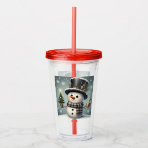 Copo De Acrílico Bonito boneco de Natal/Neve de inverno