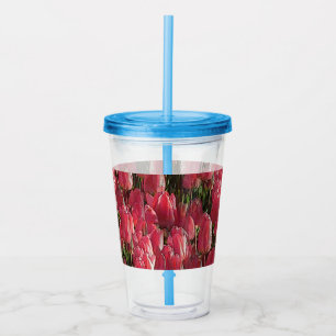 Copo De Acrílico Bonito Tulipas Rosa