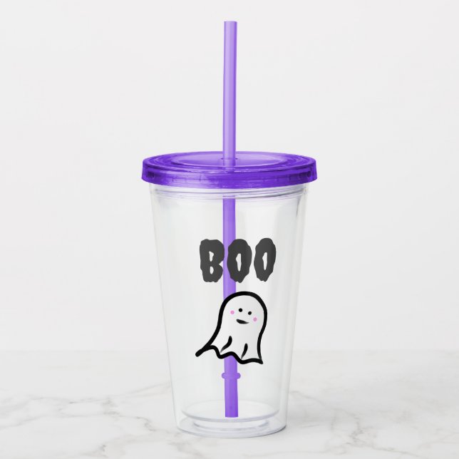 Copo De Acrílico Boo! Dia das Bruxas Fantasmas (Frente)