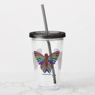 Copo De Acrílico Borboleta Arco-íris - Copo Acrílico (475ml)