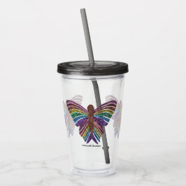 Copo De Acrílico Borboleta-Arco-Íris - Taça acrílica (16oz)