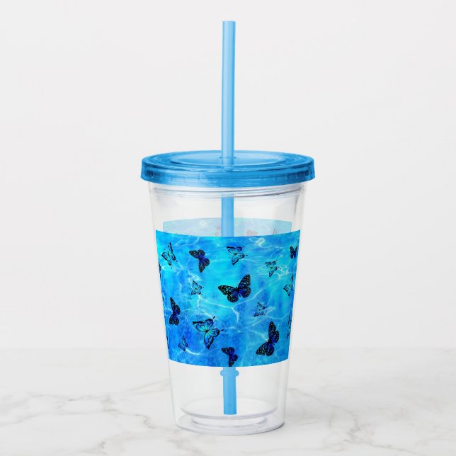 Copo De Acrílico Borboleta Azul (Frente)
