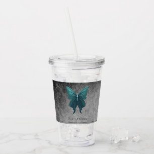 Copo De Acrílico Borboleta de Teal Jeweled