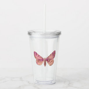 Copo De Acrílico Borboleta Rosa