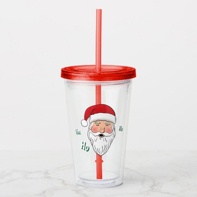 Copo De Acrílico Botão papais noeis (Ho, Ho, Ho) (Frente)