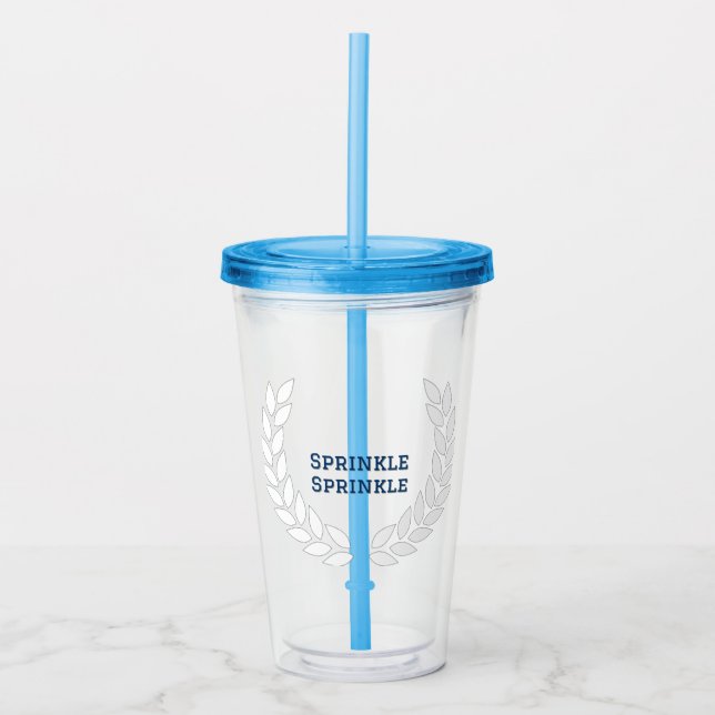 Copo De Acrílico Boujee Blue Sprinkle Tumbler com palha (Frente)