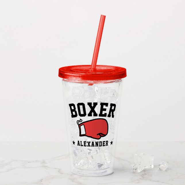 Copo De Acrílico Boxe Personalizada Lutador (Gelo traseiro)