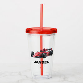 Copo De Acrílico Boys Red Racing Car Personalised 