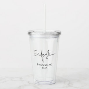 Copo De Acrílico Bridesmaid Modern Chic Script Bridal