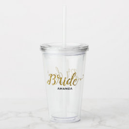 Copo De Acrílico Brilho Dourado personalizado da noiva