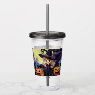 Copo De Acrílico Bruxa do Halloween do Anime Bonito