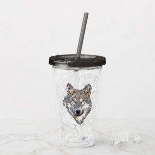 Copo De Acrílico Cabeça de Animal Selvagem Lobo