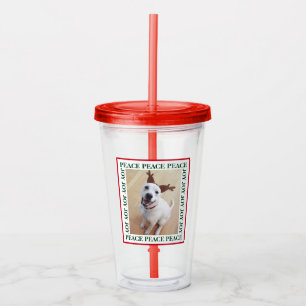 Copo De Acrílico Cachorro Branco Bonito Cachorro Paz e Feliz Natal