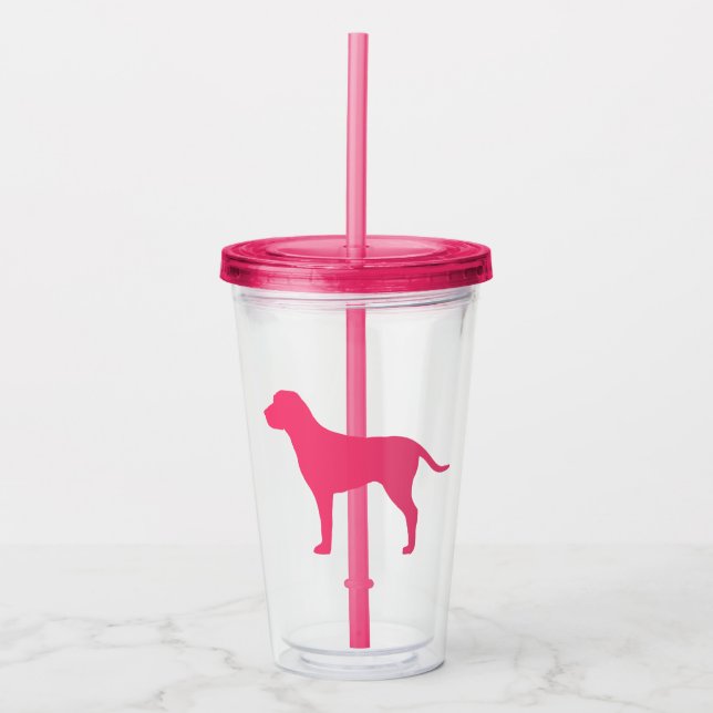 Copo De Acrílico Cachorro Rosa (Frente)
