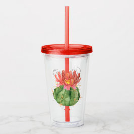 Copo De Acrílico Cacto Flutuante Laranja De Aquarela