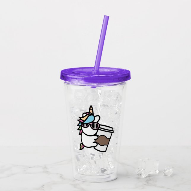 Copo De Acrílico Café Unicorn - Tumbler acrílico (Gelo traseiro)