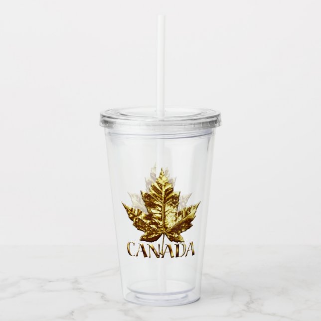 Copo De Acrílico Canada Tumbler Dourada Medalha Canada Souvenirs (Frente)