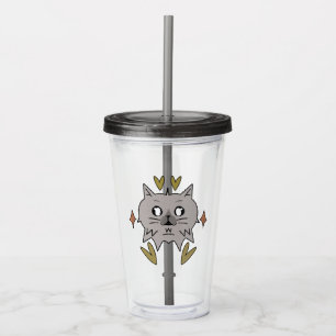 Copo De Acrílico Caneca simples com gatinho cinza 