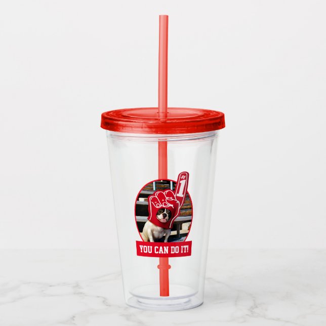 Copo De Acrílico Cão Na Mão De Espuma (Frente)