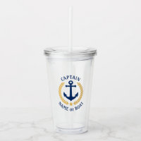 Capitão Boat Name Anchor Dourado Style Laurel Star