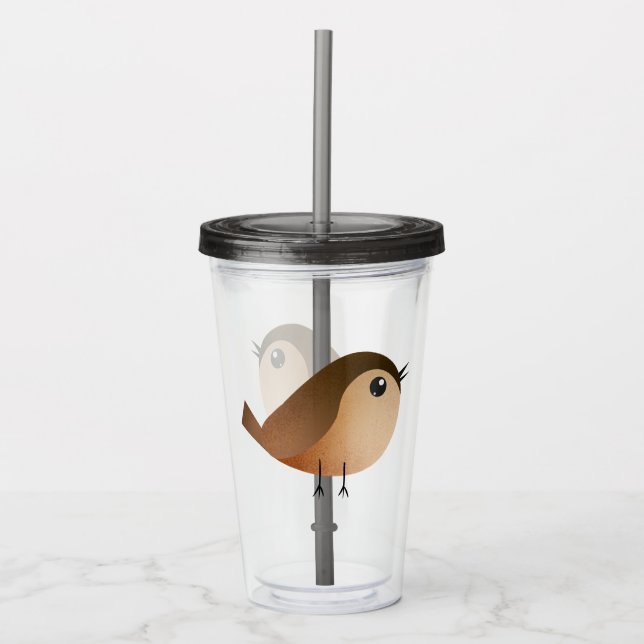 Copo De Acrílico Cartografia de Pássaro Sparrow (Frente)