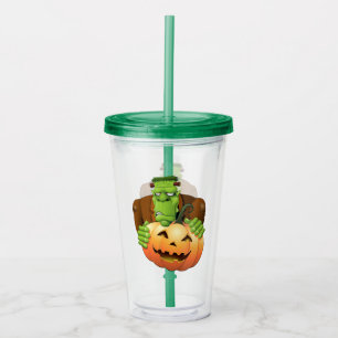 Copo De Acrílico Cartoon Frankenstein Monster com Pumpkin