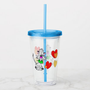 Copo De Acrílico Cartoon Tumbler: Adorável Gato de Cinzas