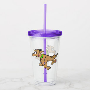 Copo De Acrílico Cartoon Tumbler: Correndo um Cachorro Feliz