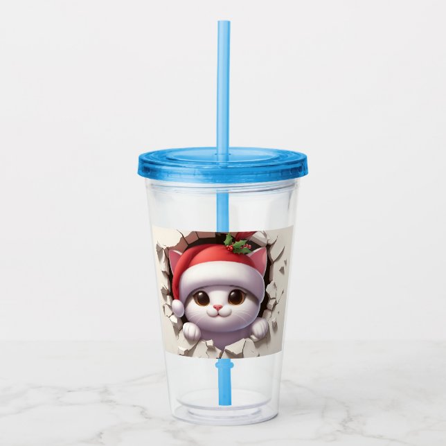 Copo De Acrílico Cat. Natal 3D (Frente)