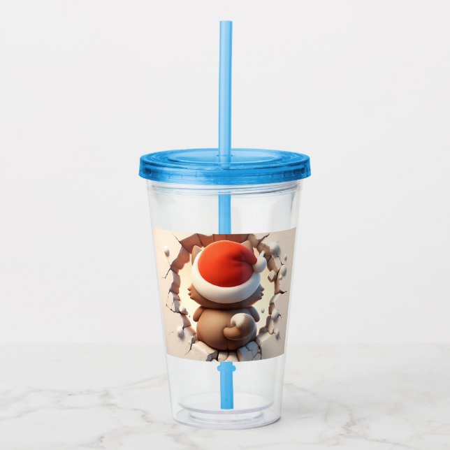 Copo De Acrílico Cat. Natal 3D (Frente)