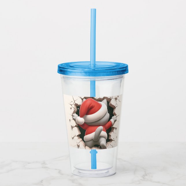 Copo De Acrílico Cat. Natal 3D (Frente)