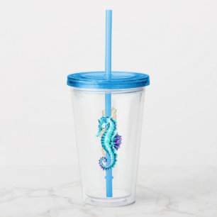 Copo De Acrílico Cavalo de Gelo Cristal em Fundo Azul