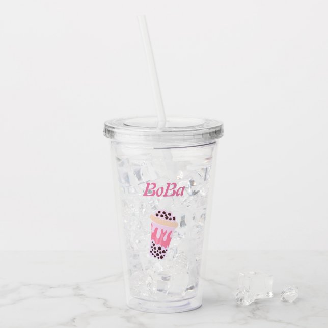 Copo De Acrílico chá boba chá de bolha (Gelo frontal)