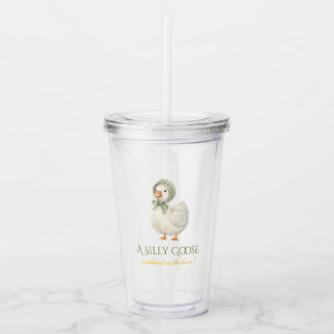 Copo De Acrílico Chá de Bebê Neutro Silly Goose Daisy Sage Verde