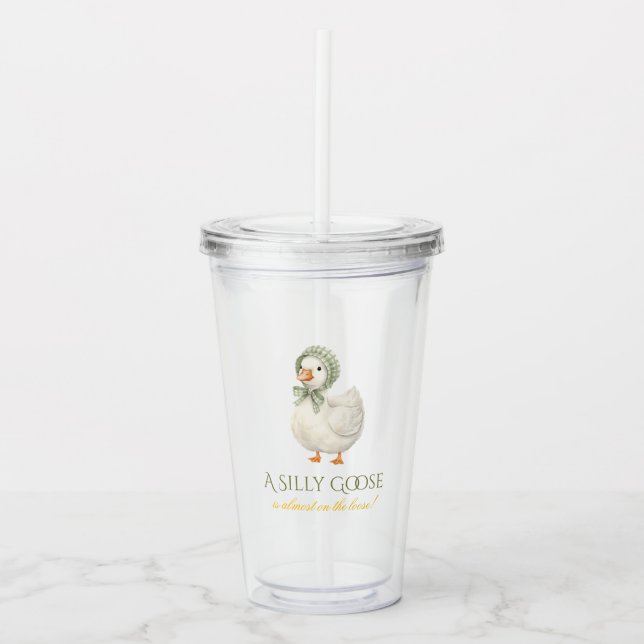Copo De Acrílico Chá de Bebê Neutro Silly Goose Daisy Sage Verde (Frente)