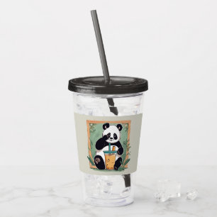 Copo De Acrílico Chá de bolha de bebendo de Panda, chá de boba